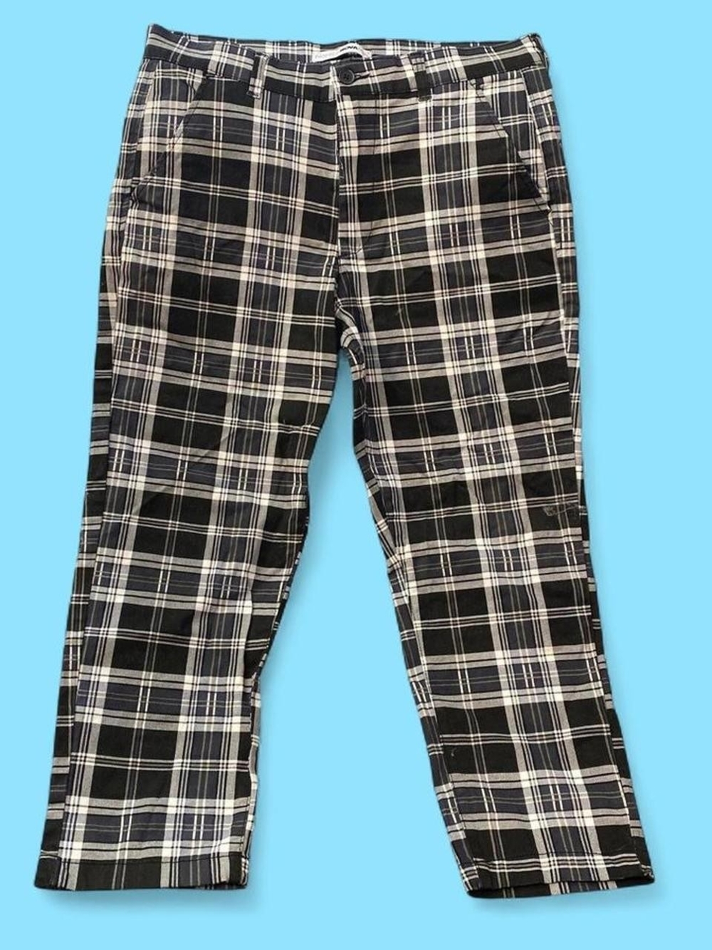 Fashion Nova Black and White Plaid Chinos